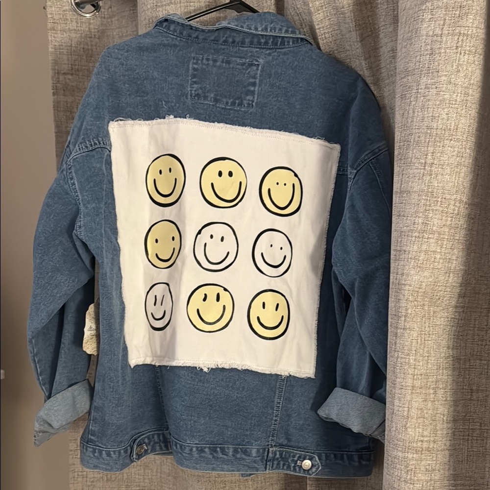 Altard State- Denim Jacket with Smiley Face Patch